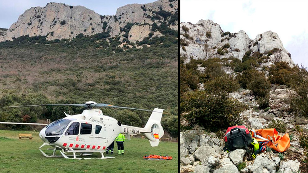 Rescate de un montañero en Nazar CEDIDA Y BOMBEROS DE NAVARRA