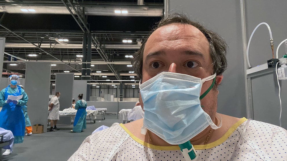 Jonan Basterra, pamplonés hospitalizado en el pabellón Ifema de Madrid por coronavirus.
