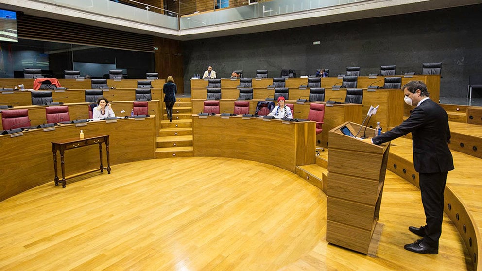 Pleno del parlamento de Navarra durante la crisis del coronavirus celebrado el 21 de abril de 2020 (15)