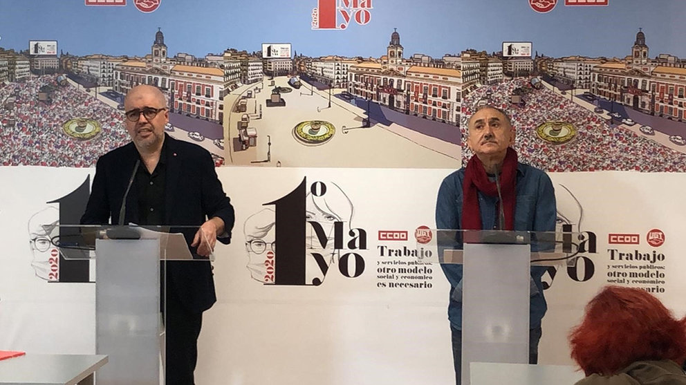 El secretario general de CCOO, Unai Sordo, y el de UGT, Pepe Álvarez - UGT. Europa Press.