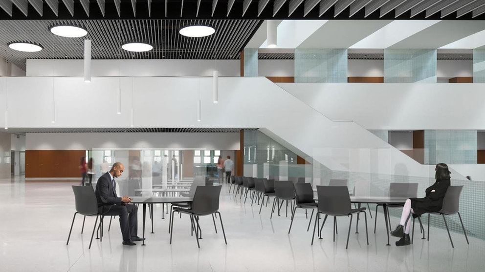 Reproducción virtual de los nuevos espacios de trabajo que se podrán habilitar en el edificio Amigos de la Universidad de Navarra. CEDIDA