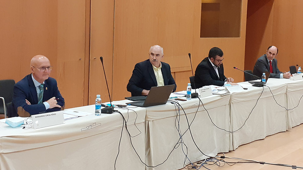Los vicepresidentes Remírez y Aierdi junto a los consejeros Ciriza y Ayerdi en la sesión plenaria del Consejo Social de Política Territorial de Navarra. Gobierno de Navarra.