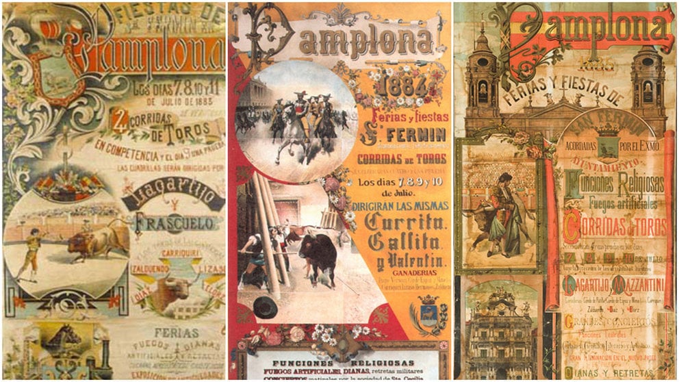 Carteles de San Fermín años 1883, 1884 y 1885