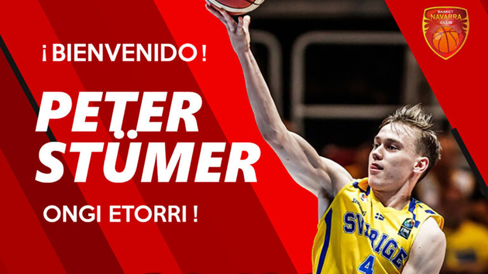 Basket Navarra da la bienvenida al sueco Peter Stümer en sus redes sociales. BASKET NAVARRA