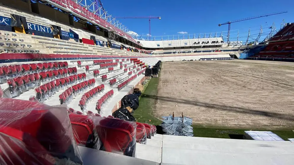 Interior del Estadio de El Sadar donde continúan las obras de remodelación. CA OSASUNA