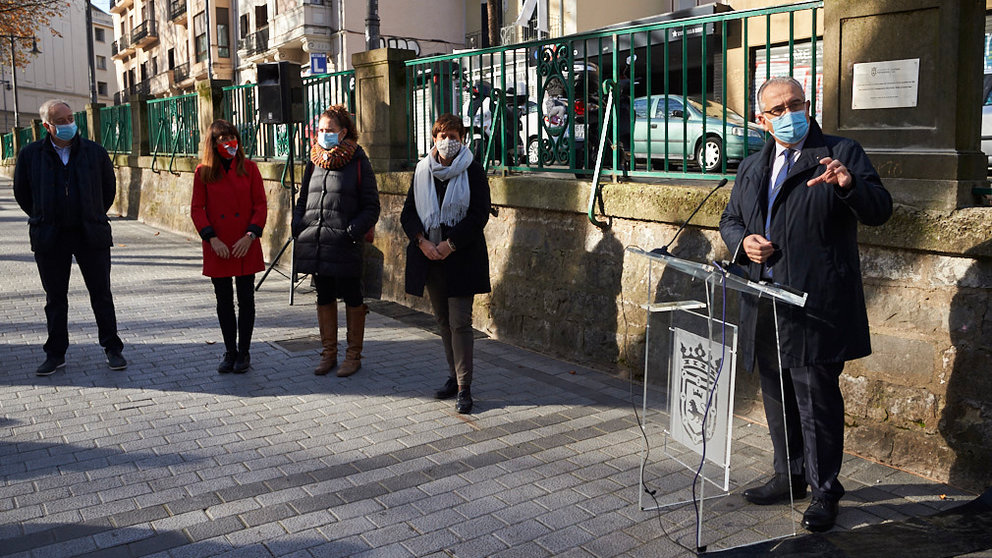 El Ayuntamiento de Pamplona conmemora la colocación de la primera piedra del Segundo Ensanche. PABLO LASAOSA