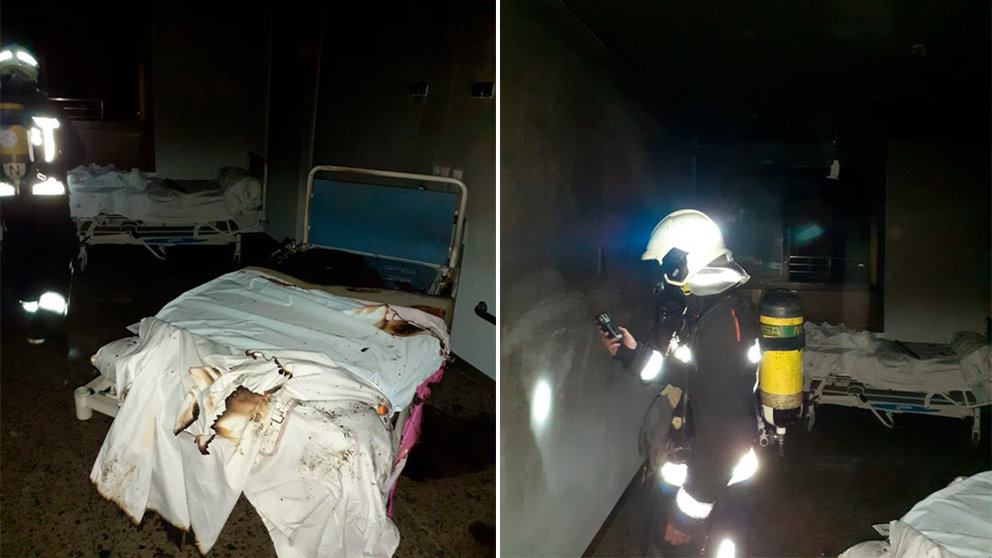 Un paciente del hospital de Tudela se encierra y prende fuego a su habitación BOMBEROS DE NAVARRA
