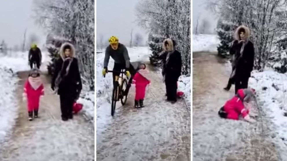 Un ciclista propina un fuerte rodillazo a una niña en Bélgica.