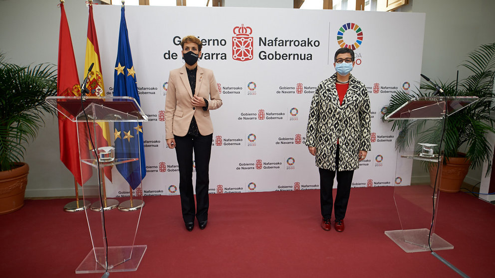 La ministra de Asuntos Exteriores, Unión Europea y Cooperación, Arancha González Laya, visita Navarra, en donde mantendrá diversos encuentros con el Gobierno foral y con entidades económicas y universitarias. MIGUEL OSÉS