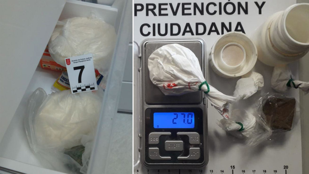 Incautaciones de droga realizadas en detenciones en Pamplona POLICÍA FORAL