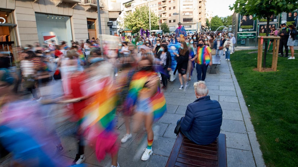 Manifestación convocada por la plataforma E28J con motivo del Día Internacional del Orgullo LGTBIQ+. MIGUEL OSÉS