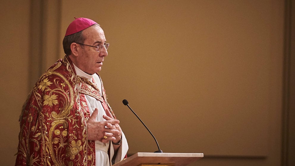 Solemnes Vísperas de San Fermín presididas por el arzobispo de Pamplona en las no fiestas de 2021. PABLO LASAOSA