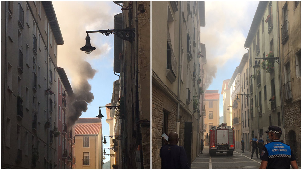 Incendio ocurrido en la pensión Eslava en la calle Hilarión Eslava de Pamplona. MARÍA JESÚS GONZÁLEZ-CASTEJÓN