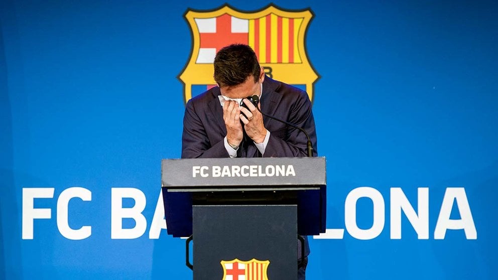 Leo Messi llora durante su despedida del Barcelona.
AFP7 /  Europa Press