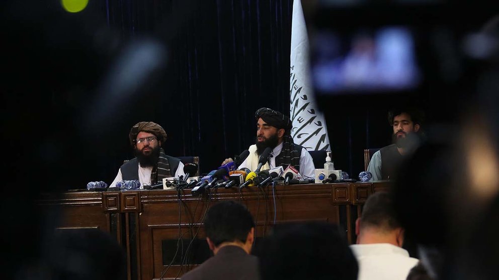 Rueda de prensa de los talibán en Kabul. STRINGER / XINHUA NEWS / CONTACTOPHOTO