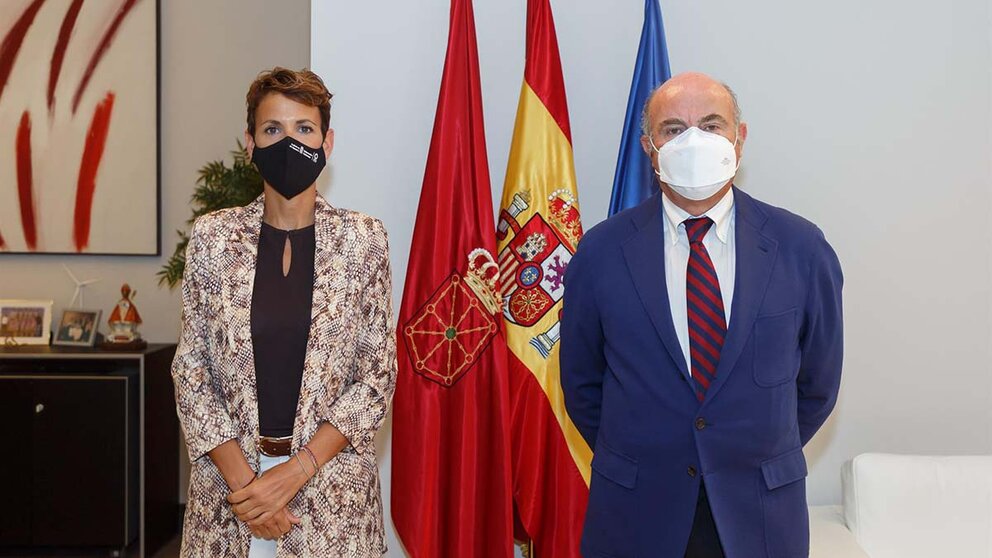 La presidenta de Navarra, María Chivite, ha recibido al vicepresidente del Banco Central Europeo, Luis de Guindos, GOBIERNO DE NAVARRA