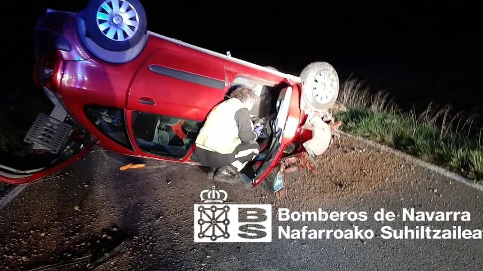 Un herido en un accidente en Berbinzana. BOMBEROS DE NAVARRA