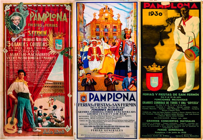 Los carteles de San Fermín de 1908, 1929 y 1930 son ejemplos de programación de espectáculos taurinos en días discontinuos buscando la corrida del domingo.