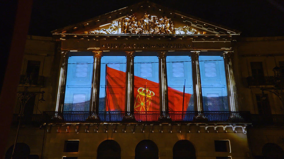 Proyección del video mapping en la fachada del Palacio de Navarra. GOBIERNO DE NAVARRA