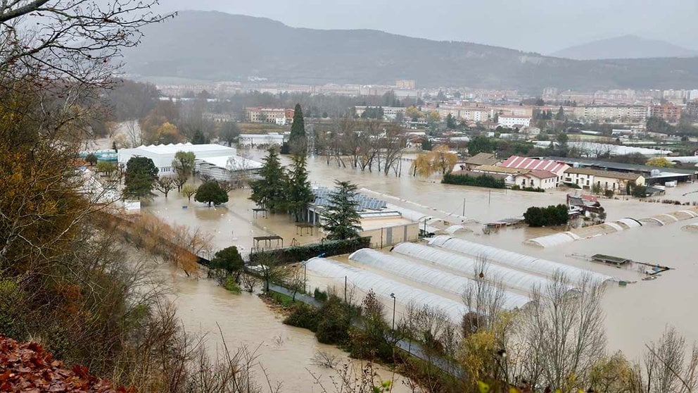 Inundaciones en Pamplona por el desbordamiento del río Arga, en su mayor crecida en 20 años. AYUNTAMIENTO DE PAMPLONA