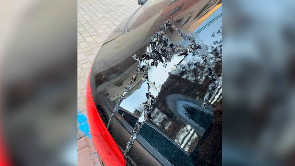 Daños con ácido que ha sufrido el coche del alcalde de Tudela, Alejandro Toquero FACEBOOK