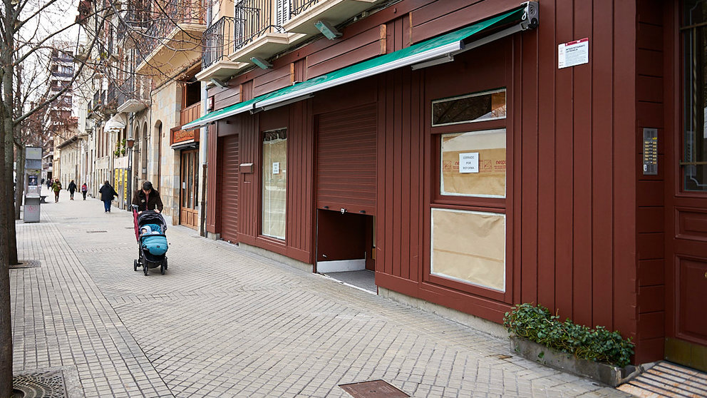 La cafetería Valor de Paseo de Sarasate, cerrada por reformas. PABLO LASAOSA