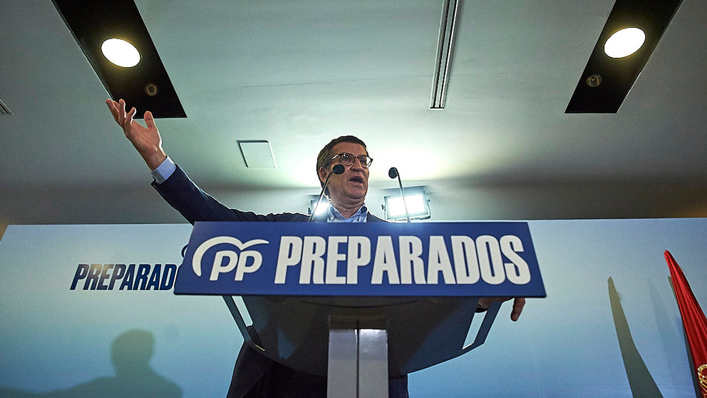 El próximo lider del Partido Pupular, Alberto Núñez Feijóo visita Pamplona. PABLO LASAOSA