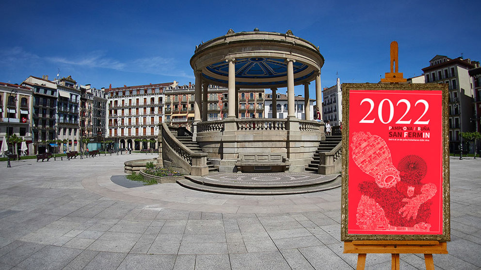 El cartel de 'Porfin San Fermín' que triunfa entre los pamploneses.