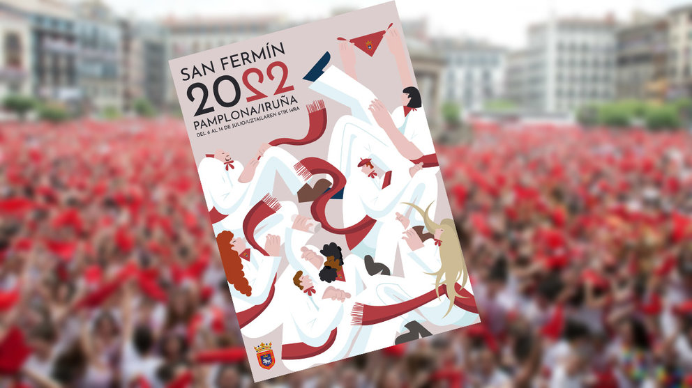 Cartel ganador del concurso de San Fermín que anunciará las fiestas de 2022 tras dos años de pandemia.