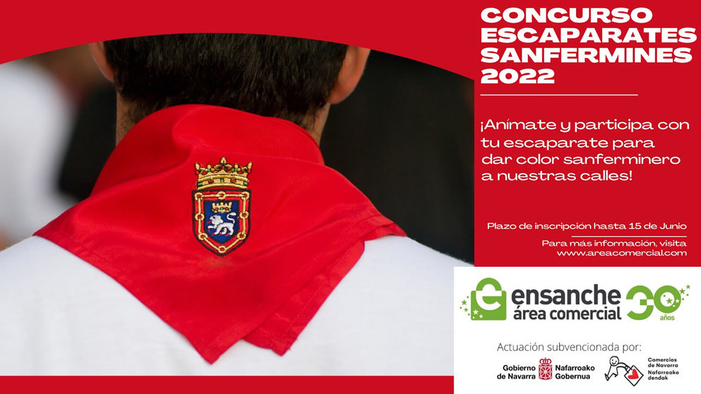 Cartel del Concurso de escaparates de San Fermín 2022 organizado por Ensanche Área Comercial. CEDIDA