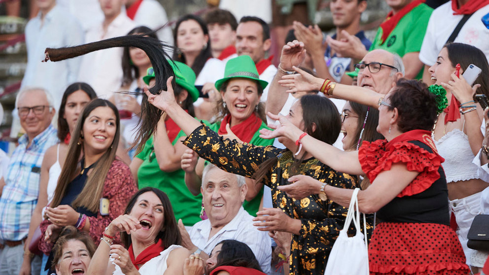 Corrida de toros del hierro de Tornay en fiestas de Tudela 2022 para los diestros El Cordobés, Cayetano y Ginés Marín. PABLO LASAOSA