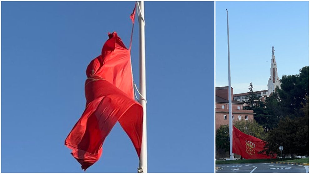 La bandera se rasgó como consecuencia de los fuertes vientos y hubo de ser arriada. CEDIDA