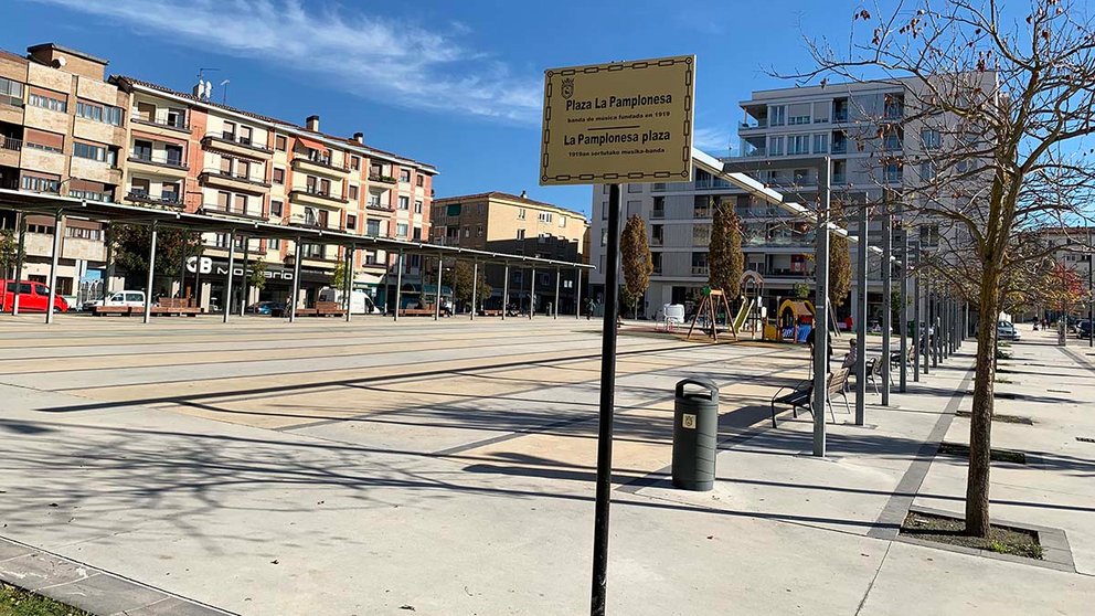 Plaza de 'La Pamplonesa' en el barrio de la Milagrosa en Pamplona. Navarra.com