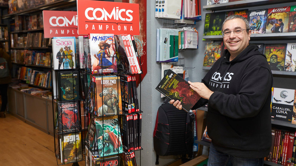 Tienda Comics Pamplona, en la calle Iñigo Arista 24 trasera de Pamplona. IÑIGO ALZUGARAY