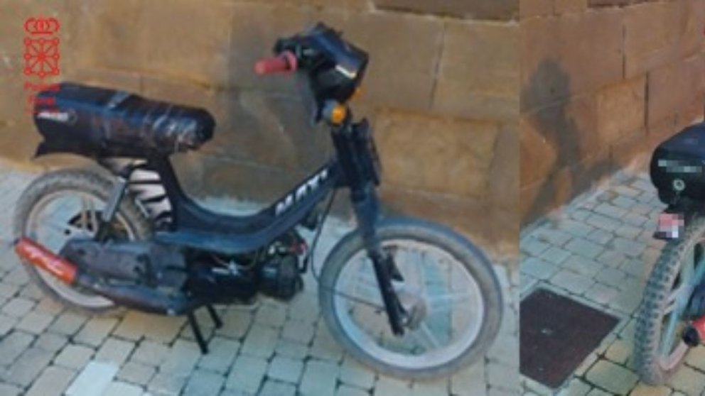 Imagen del ciclomotor incautado en Obanos. POLICÍA FORAL