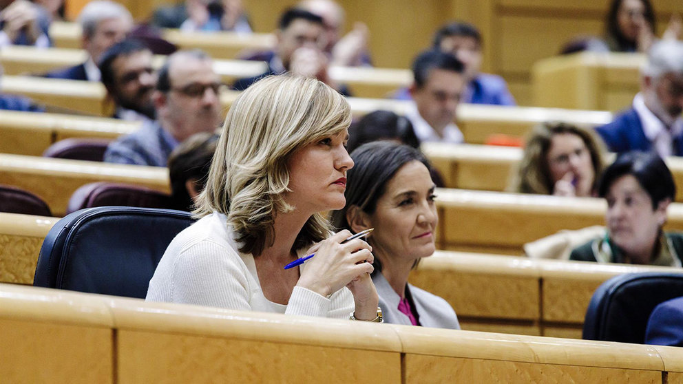 La ministra de Educación y Formación Profesional, Pilar Alegría, en el Senado. CARLOS LUJÁN / EUROPA PRESS