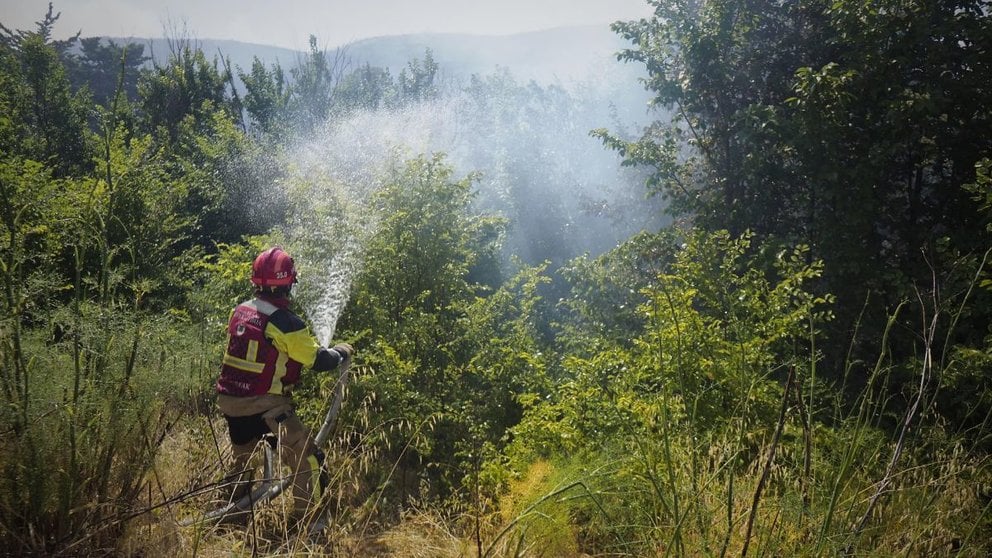 Imagen de archivo de un bombero durante las labores de extinción de un incendio. - Eduardo Sanz - Europa Press