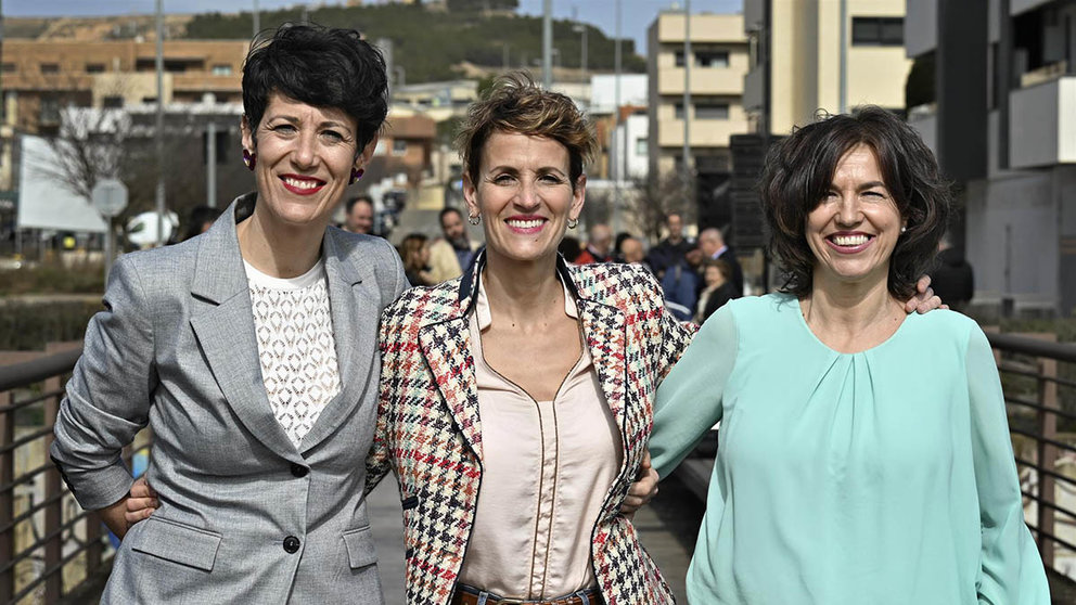 La candidata del PSN a la Alcaldía de Pamplona, Elma Saiz, la secretaria general del PSN, María Chivite, y la candidata del PSN a la Alcaldía de Tudela, Olga Chueca. PSN