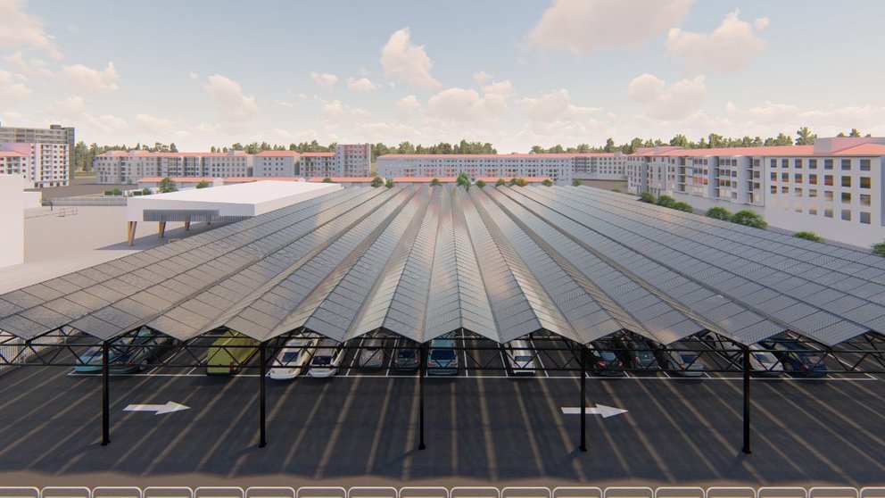 La mayor instalación fotovoltaica de Pamplona constituirá la cubierta de un aparcamiento de la ciudad. CEDIDA