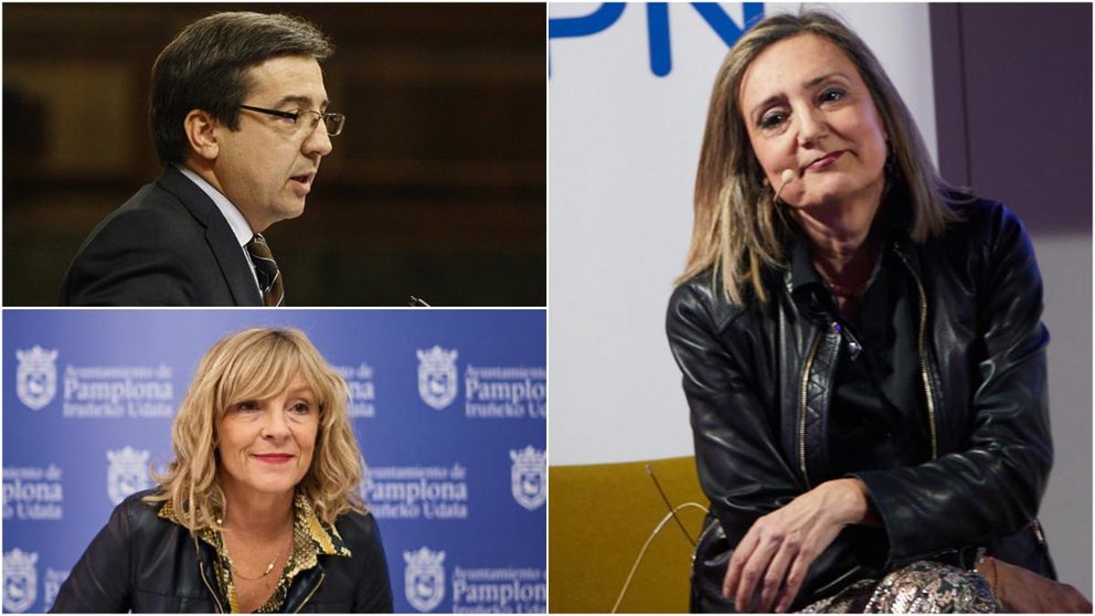 Carlos Salvador, María Caballero y Cristina Ibarrola, los tres primeros de la lista de UPN al Ayuntamiento de Pamplona en las elecciones de 2023.