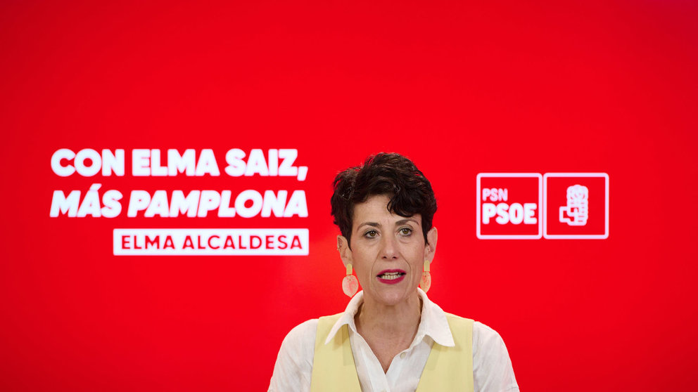La candidata del PSN al Ayuntamiento de Pamplona, Elma Saiz, presenta el programa electoral de la candidatura socialista al Ayuntamiento de Pamplona. PABLO LASAOSA