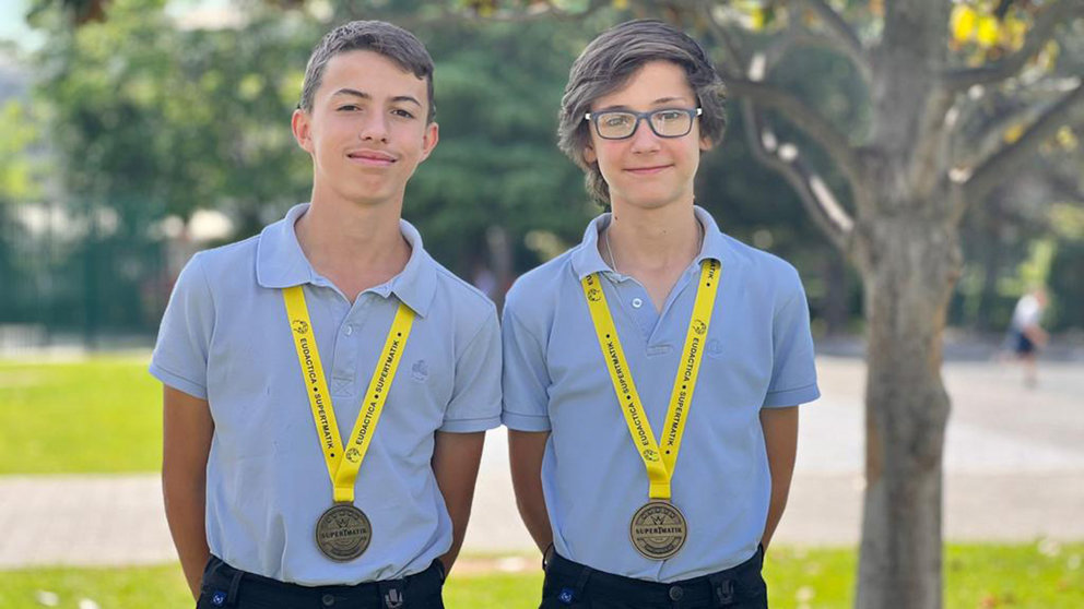 Los alumnos de Miravalles-El Redín Íñigo Sánchez-Carpintero y Juan Pablo Flandes ganan el International Mental Math Competition 2023. CEDIDA