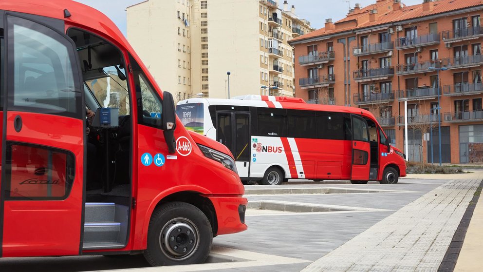 Autobuses del interurbano que conecta Tafalla con Pamplona. ARCHIVO