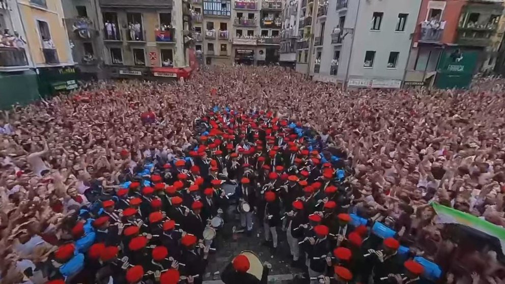 Un momento del vídeo de La Pamplonesa grabado tras el Chupinazo de San Fermín 2023.