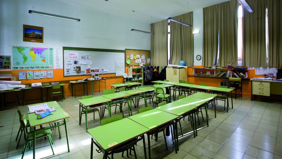 Fotografía de una de las aulas del colegio que se va a reformar en Pamplona. AYUNTAMIENTO DE PAMPLONA