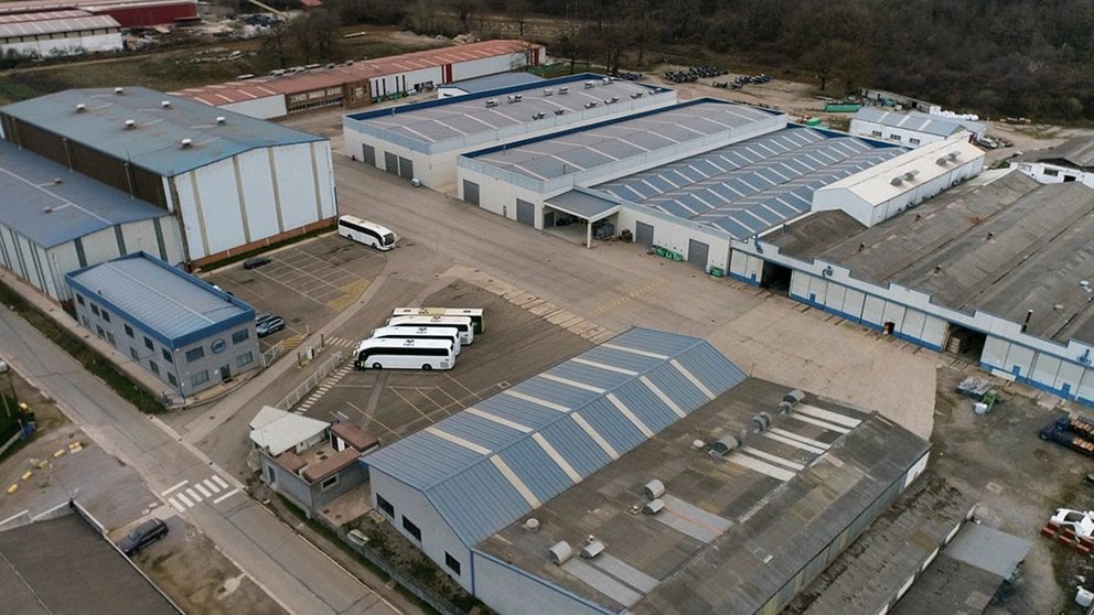 Imagen aérea de la factoría de Sunsundegui en Navarra. SUNSUNDEGUI