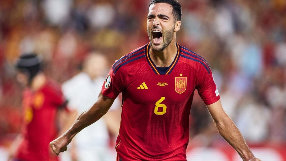 Mikel Merino celebra su gol con España  a la selección de Chipre. Joaquin Corchero / Afp7 / Europa Press
