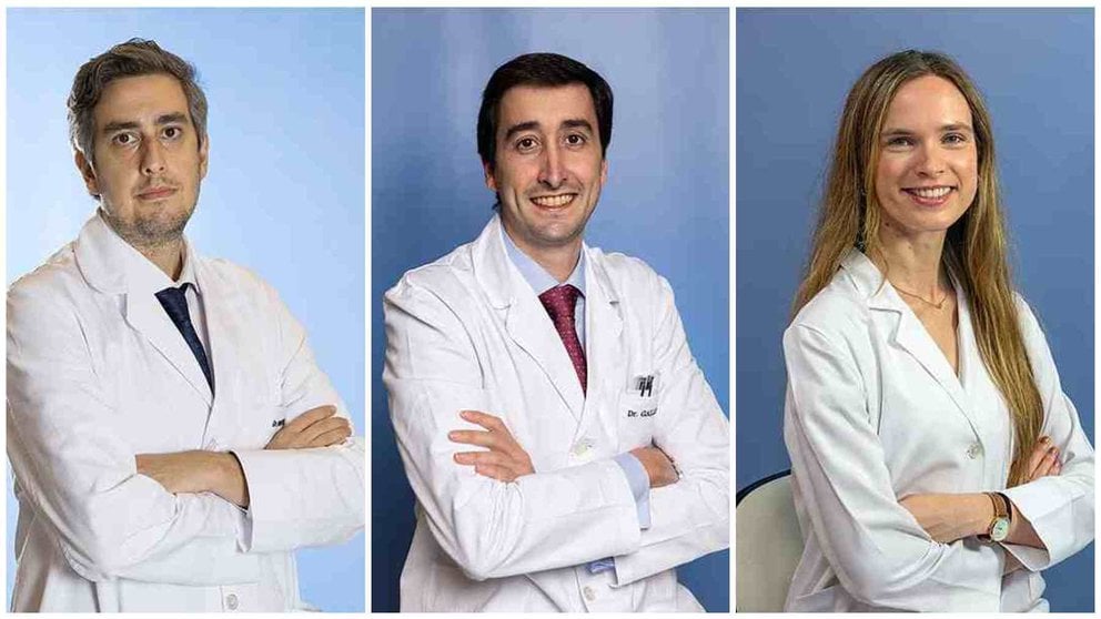 De izquierda a derecha, el Dr. Matos, el Dr. Gallego y la Dra. Vilalta, especialistas de la Clínica Universidad de Navarra. CEDIDA