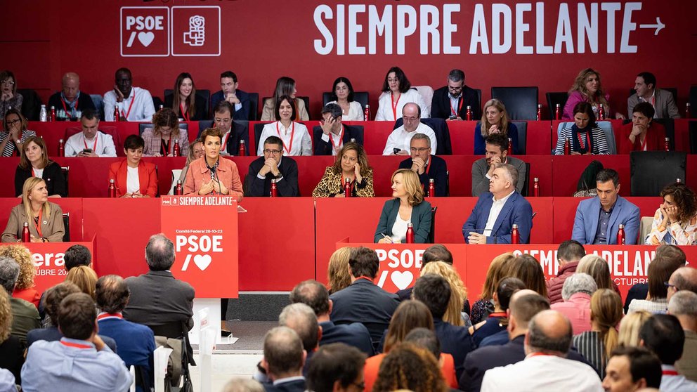 La secretaria general del PSN y presidenta del Gobierno de Navarra, María Chivite, interviene en el Comité Federal del PSOE en Madrid. PSN