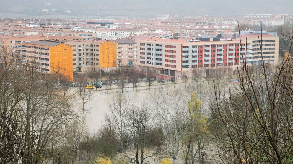 Imagen de archivo de unas inundaciones en Pamplona. CEDIDA